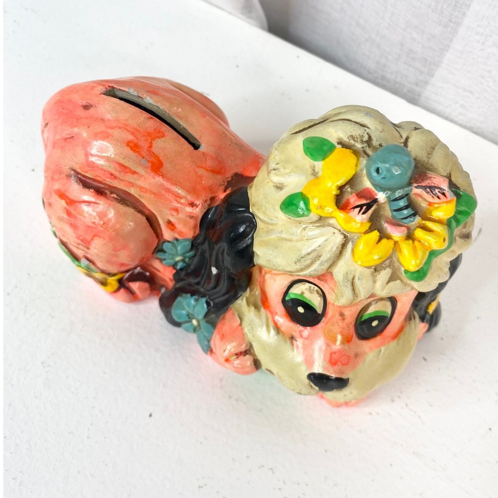 Vintage 1967 Holiday Fair Chalkware Dog Coin Bank - Picture 6 of 10